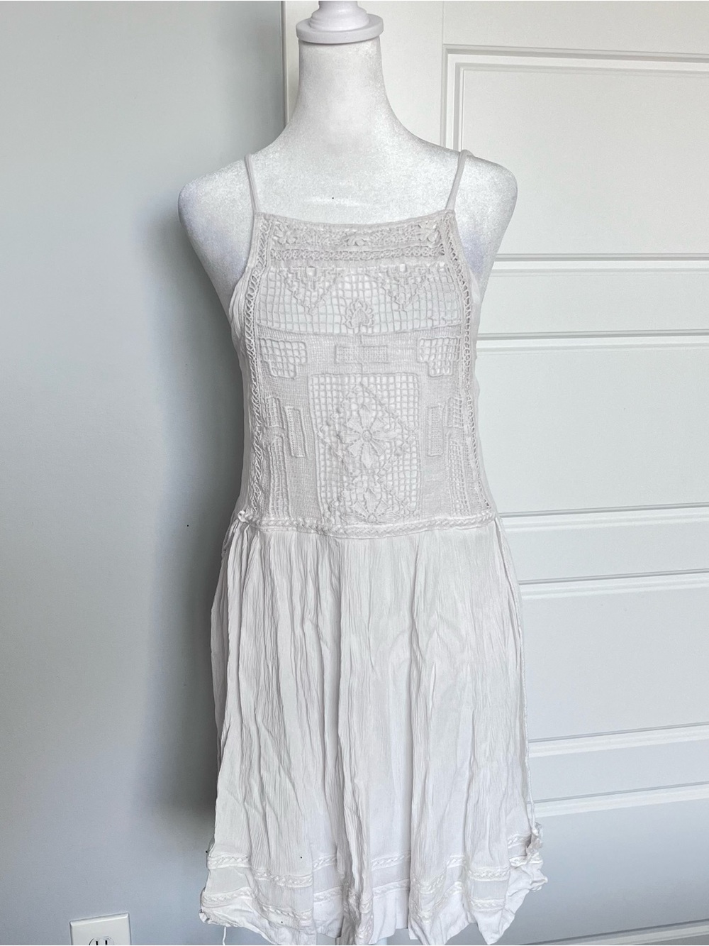 Kismet White Crochet Bodice Mini Dress